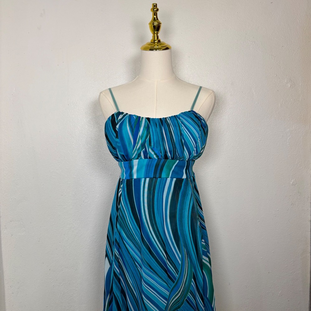 zuleyka rivera miss universe 2006 blue white midi ruffles dress mesh y2k coastal